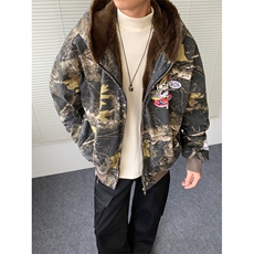 加绒牛仔棉服男冬季棉衣外套羊羔绒加厚毛领保暖外套MY1305-P158，男装棉衣，星座1103-3