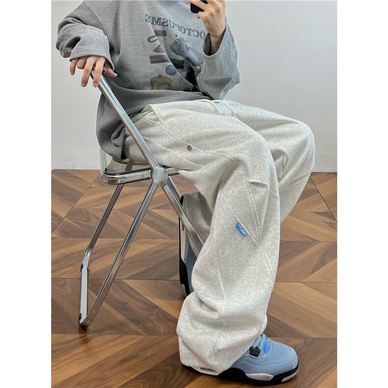 65%棉设计感卫裤男长裤直筒 常规特P45加绒50控78 88图片