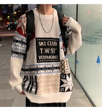 M3106-P80秋冬新款圆领毛衣男针织衫学生宽松潮大码上衣外套控98,男装针织衫/毛衣,电商A009A（原A058A）