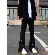 欧美vibe风拉链排扣牛仔裤男ins潮牌设计感小众微喇显瘦高街裤子，男装牛仔裤，星座1210-1