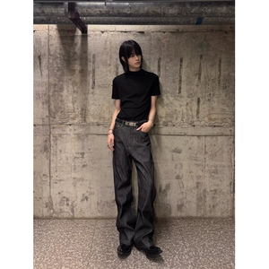1506-1/NB51121/P47潮原创欧美涂层光泽感微喇牛仔裤图片
