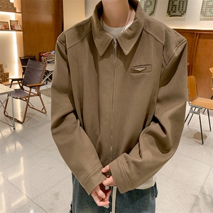 F617P75夹克男春秋季痞帅高级感美式复古垫肩棒球服外套图片