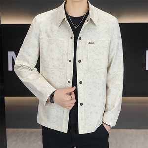 店主风夹克外套男春秋休闲百搭时尚翻领男士夹克上衣N7958-P90