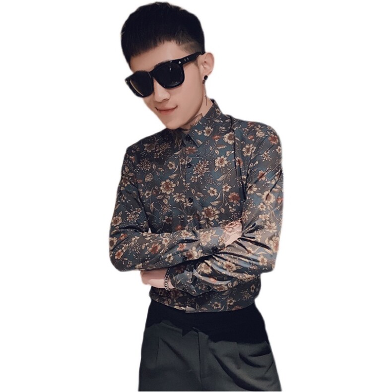 312A-921-P55新款社会小伙长袖衬衫青年男士潮流衬衣A,男装衬衫,星座312A-5