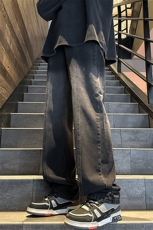 2024春季新款外景大码美式水洗渐变牛仔裤M-5XGK24102-P50，男装牛仔裤，电商A022