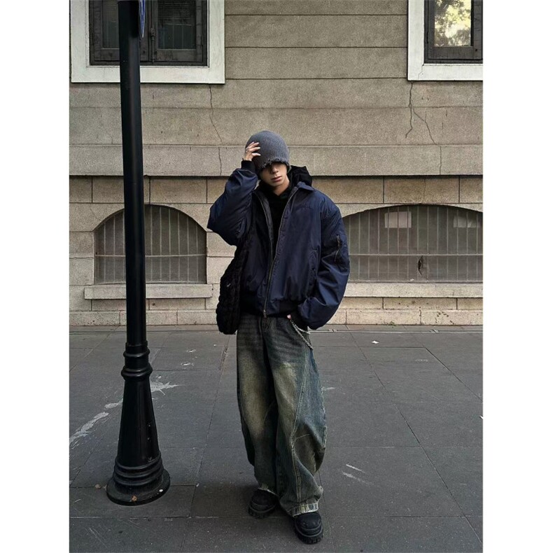 网图美式复古飞行员夹克外套男cleanfit廓形棒球服JKT120-特P53,男装夹克,星座1007（原301D）