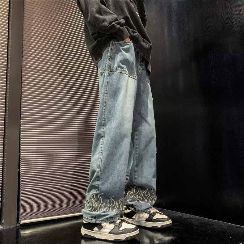 秋冬季刺绣休闲牛仔裤美式男复古直筒宽松长裤子XK8022P46,男装牛仔裤,星座1116-2