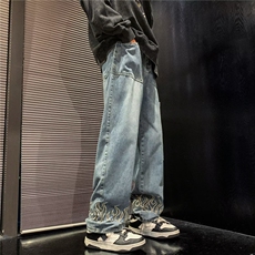 秋冬季刺绣休闲牛仔裤美式男复古直筒宽松长裤子XK8022P46，男装牛仔裤，星座1116-2