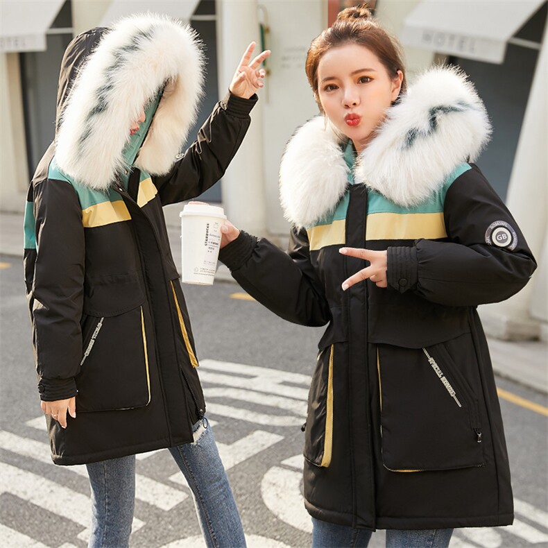 2020时尚收腰百搭优雅撞色拼接棉衣2021年冬季韩版派克服,女装棉衣/棉服,贵人树