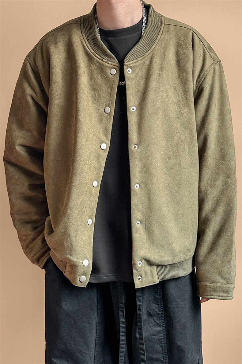 2024鹿皮绒夹克外套棒球服加棉棉服A351-AJ2511-P105加棉,男装夹克,电商A351