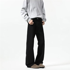 美式高街vibe裤子黑色弯刀牛仔裤cleanfit修身微喇直筒裤Z701P29，男装牛仔裤，星座1112-1
