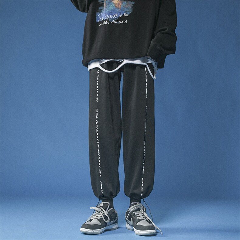 秋季新款港风男高级感炸街长裤复古街头ins潮休闲卫裤K1473-P28,男装休闲裤,星座512-4