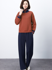 长期有大货套装女2026春装新款半拉链阔腿裤穿搭一整套妈妈两件套，女装运动套装，璐依舞