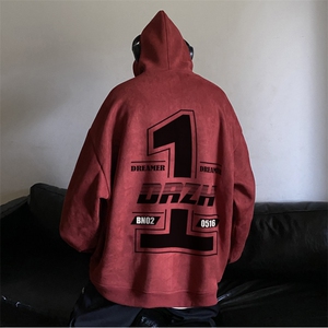 春季麂皮绒美式街头潮流多色百搭宽松连帽卫衣JK23426特批45-控78图片