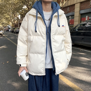 冬季假两件衣男ins潮流加厚面包服外套韩版情侣服 W2008-P85图片