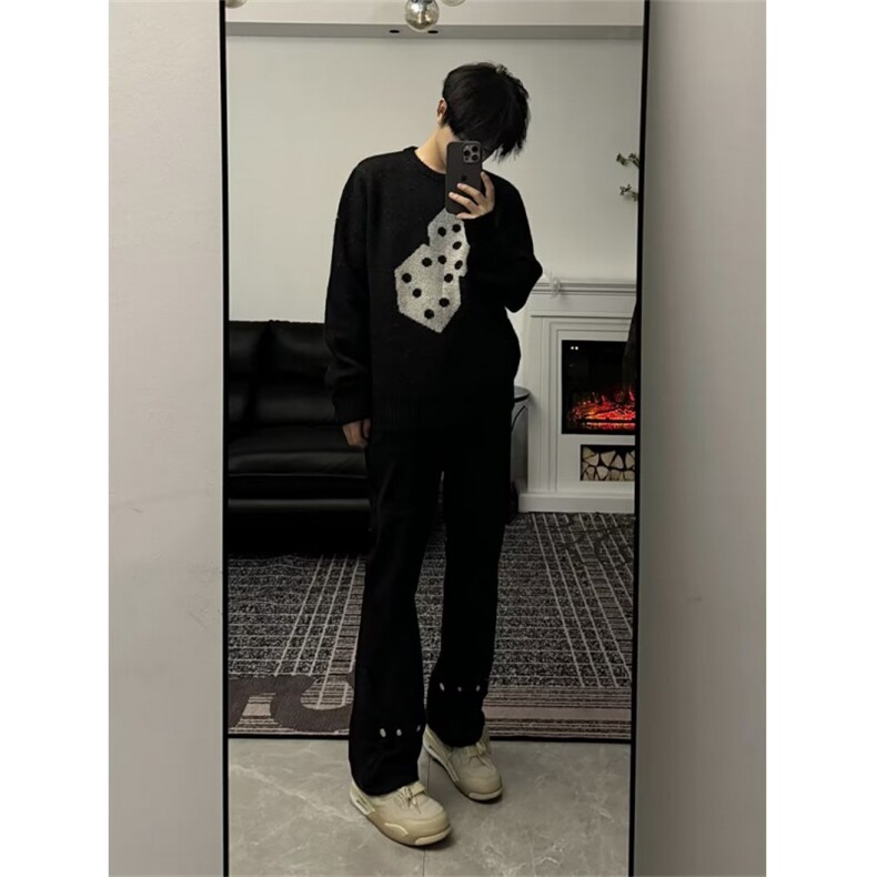 套头毛衣男秋冬季慵懒风通勤休闲宽松针织衫外套M8816-P45图片