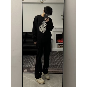 套头毛衣男秋冬季慵懒风通勤休闲宽松针织衫外套M8816-P45图片