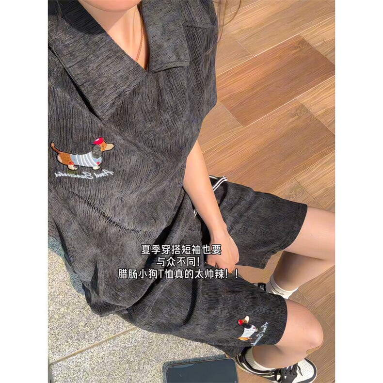 XZ809A/TZTZ07套装P85/控98冰丝扎染刺绣腊肠狗套装,男装休闲套装,星座809A(原222-1)