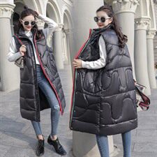 2020年冬季纯色长款简约舒适修身街头时尚马夹，女装马夹，深水步