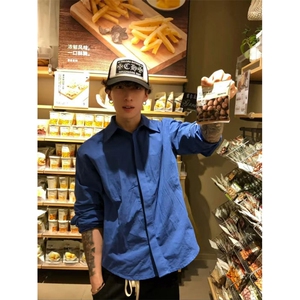 精梳棉高级感抗皱雅痞基础百搭克莱因蓝长袖衬衫~C26101批45