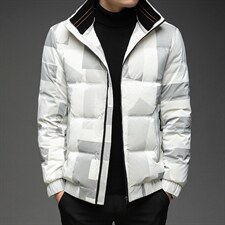 21冬装新款中年男士亮面羽绒服男短款保暖羽绒服外套DS2262-P260,男装羽绒服,电商B212（原钱塘6029）