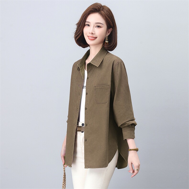 衬衫2024新款女早春休闲时尚洋气大码显瘦气质小个子妈妈纯棉上衣,女装衬衫,希欧阁