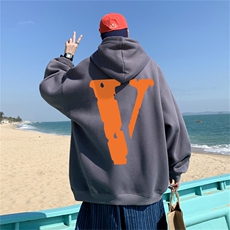 ！22秋季新款宽松大码港风橙色大v连帽卫衣LW1912-P35，男装卫衣，星座508（原C305）