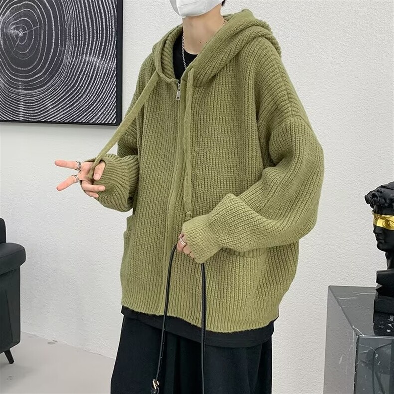 美式慵懒风毛衣外套男新款秋冬韩版连帽针织开衫夹克潮M8038-P55,男装针织衫/毛衣,星座1008-1