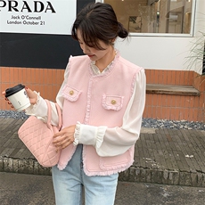 法式小香风流苏马甲连衣裙两件套女春秋新款轻熟风白色气质长裙子，女装套装/套裙，纯色衣恋
