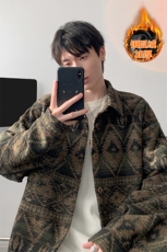 冬季新款巴洛克毛呢衬衫加厚银狐绒夹克外套J5251J加绒特P65控128，男装夹克，电商A001