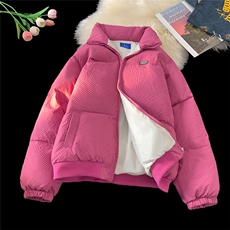 隐条泡泡格冬季立领面包服外套男女冬季中性风情侣棉衣2024新款，男装棉衣，电商C306-1
