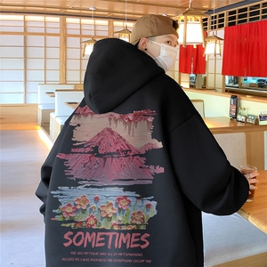 WASSUP HAPPY美式嘻哈卫衣男春秋季复古oversize重磅潮牌连帽外套图片