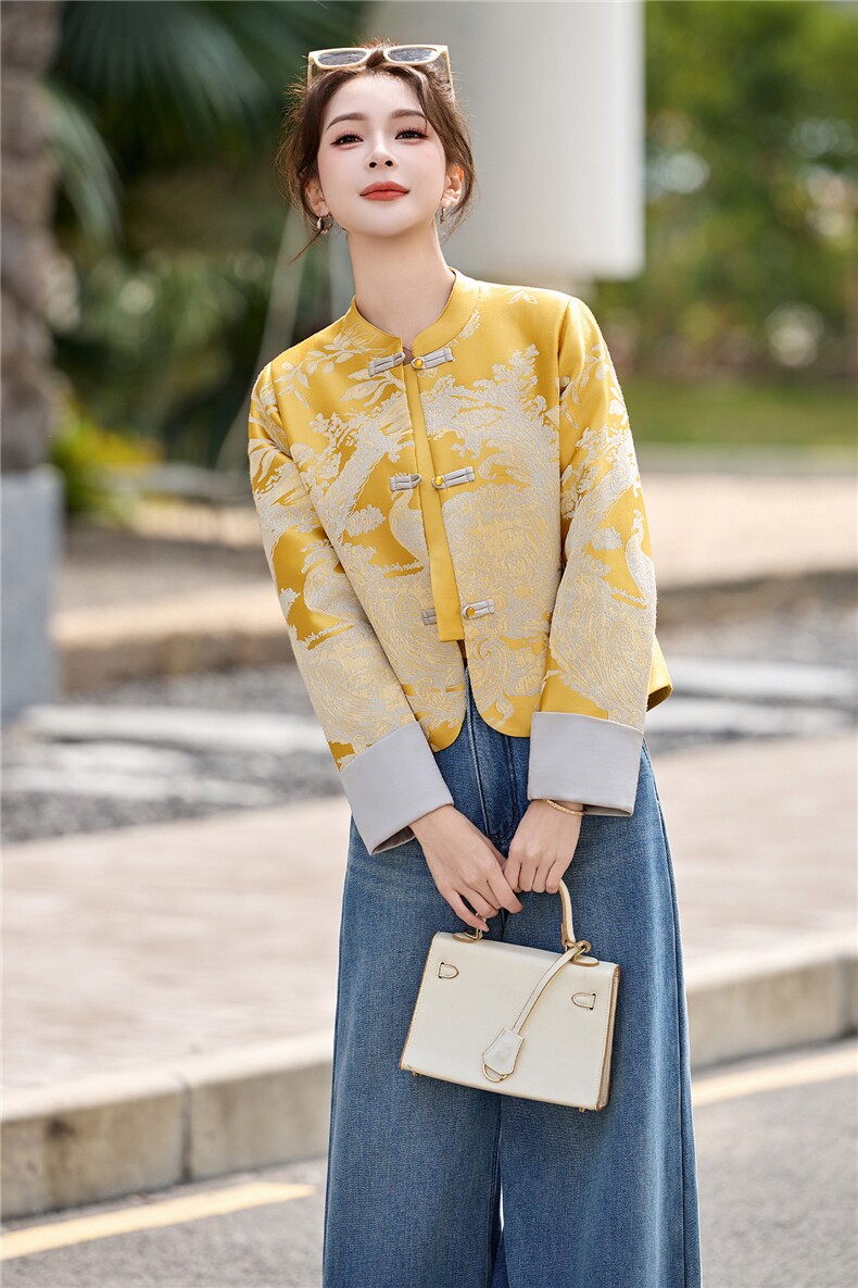 现货2026年春季新款时尚气质新中式外套女,女装短外套,关键词