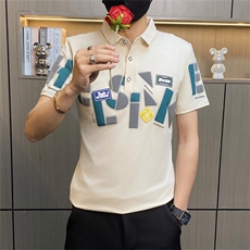PL016-P35男士短袖t恤夏季新款美式翻领印花polo衫男装带领体恤，男装Polo衫，电商D310B-1