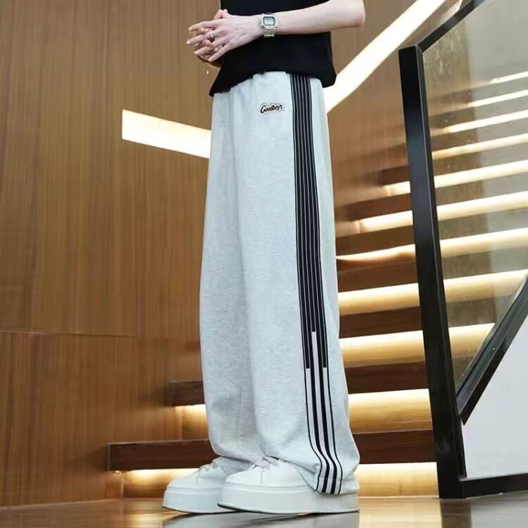 韩版秋冬休闲阔腿裤男款加绒加厚裤子印花潮流宽松卫裤百搭运动裤,男装休闲裤,星座218-1（原230）