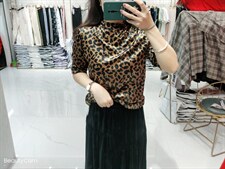 秋冬新款现货，魅力豹纹丝绒上衣+显瘦丝绒半裙，简单时尚，女装半身裙，艺尚丽人