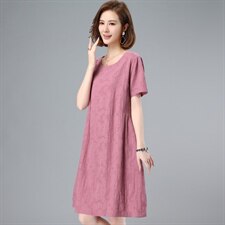 纯棉连衣裙女2024年夏季新款宽松大码遮肚子显瘦气质中年妈妈裙子，女装连衣裙，鑫鑫格