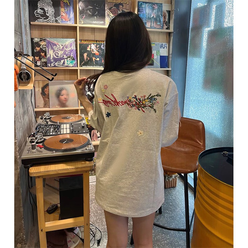 万针全刺绣工艺抖音得物高品质260克重磅纯棉双纱美式高街短袖T恤,男装T恤,电商A486