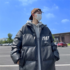 均可提供短视频高品质港风1987百搭PU皮加厚棉衣PM23-p110控148，男装棉衣，星座508（原C305）