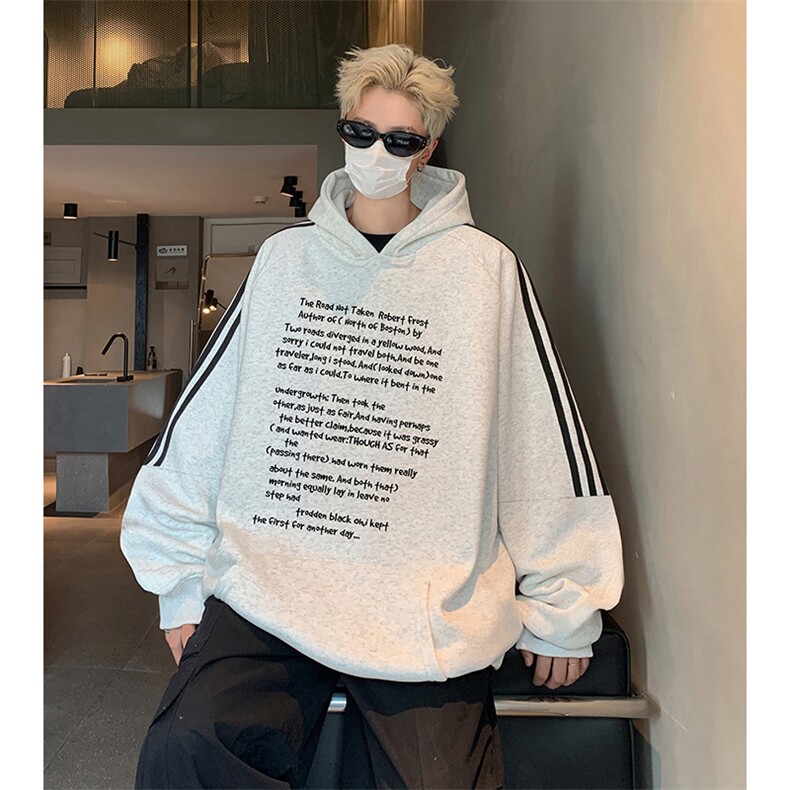 抖音得物供货提供视频秋冬重磅美式宽松织带连帽卫衣0407,男装卫衣,电商A486