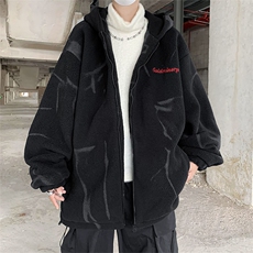 F12-P78冬季加厚保暖羊羔绒棉服美式潮牌宽松连帽棉袄外套男士，男装棉衣，星座512-6