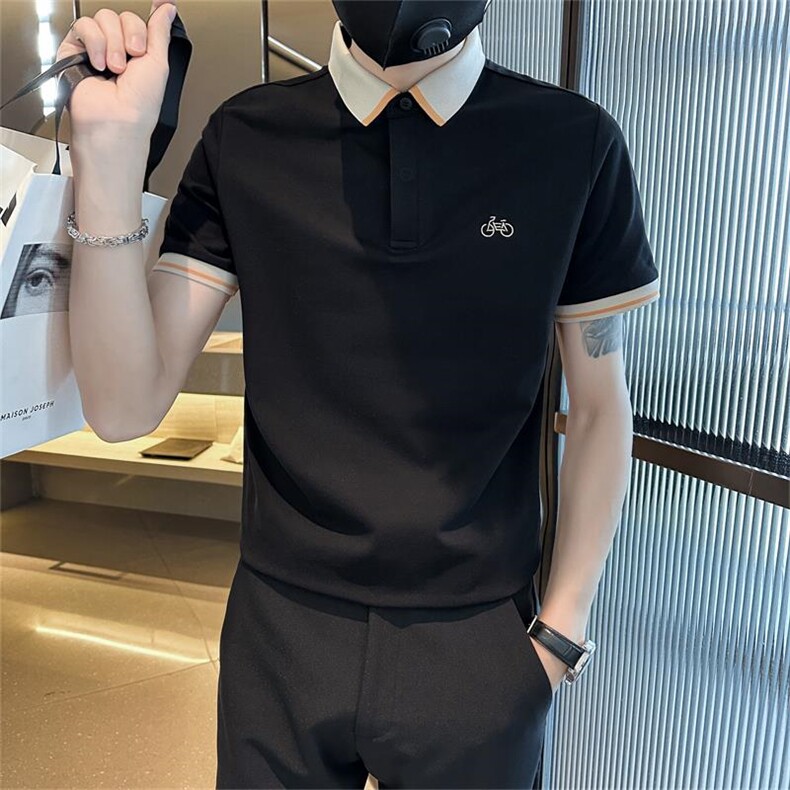 2026夏季短袖T恤翻领时尚大码刺绣翻领时尚上衣T0232-特P48,男装T恤,电商D342