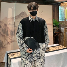 2025新中式长袖套装TZ88797P90衬衫CS88799P45控78裤子88798P45控，男装衬衫，星座227-7