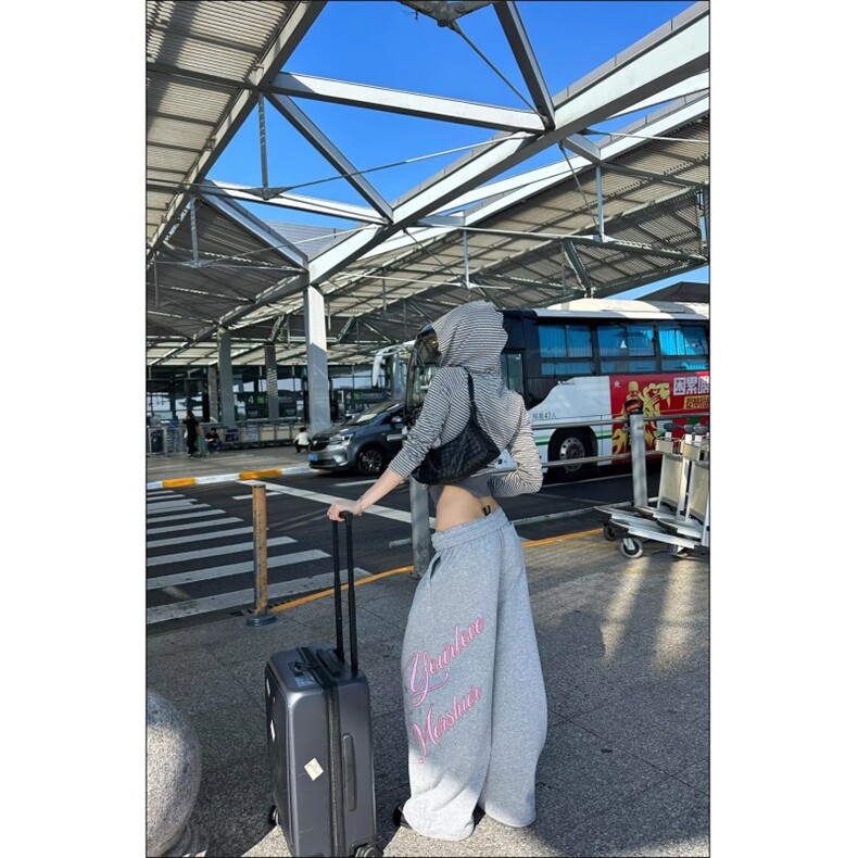 美式复古高街运动街舞抽绳卫裤男女潮牌宽松直筒阔腿休闲裤子,男装休闲裤,四季星座505