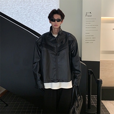 JK07-P108秋冬高街PU皮夹克男女休闲潮流外套，男装夹克，电商B327