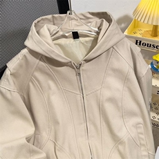 得物品质秋冬款男连帽纯棉夹克衫铆钉拼接拉链口袋外套JK224P98，男装夹克，星座1013-1