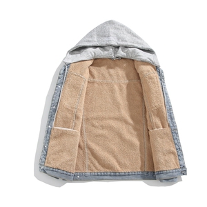 现货连帽加绒牛仔棉服男士冬季棉衣外套羊羔绒翻领毛领MY2226-P98图片