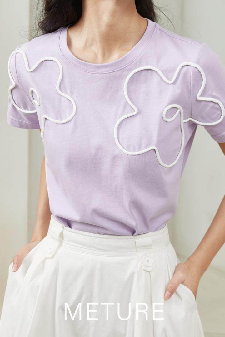 现货，夏季新款盘花短袖T恤，女装T恤，觅处