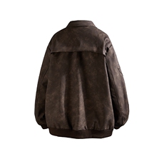 得物品质秋冬加棉加厚美式拉链设计感高街皮衣常规P100加棉P110，男装皮衣，电商B319