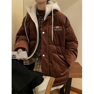 冬季男女假两件棉衣外套青少年加绒加厚个性棉服8117-P140控价188图片